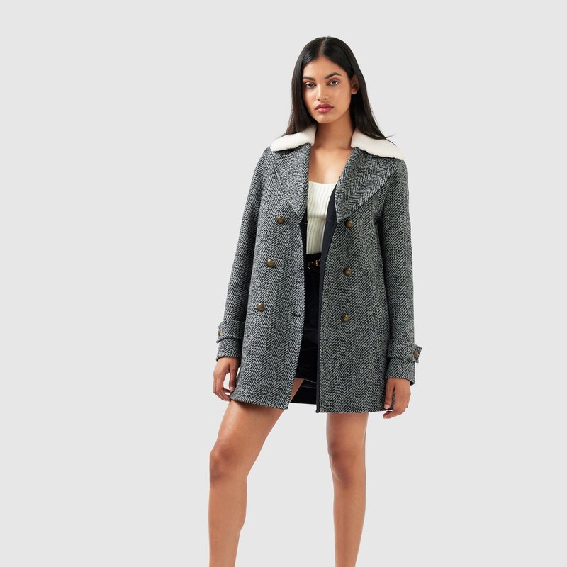 Shop Belle & Bloom Liberty Sherpa Collar Wool Blend Coat In Grey