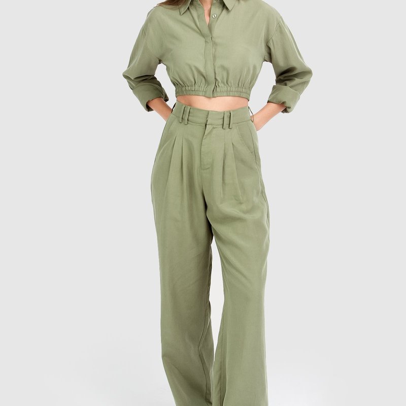 Shop Belle & Bloom State Of Play Wide Leg Pant In Green