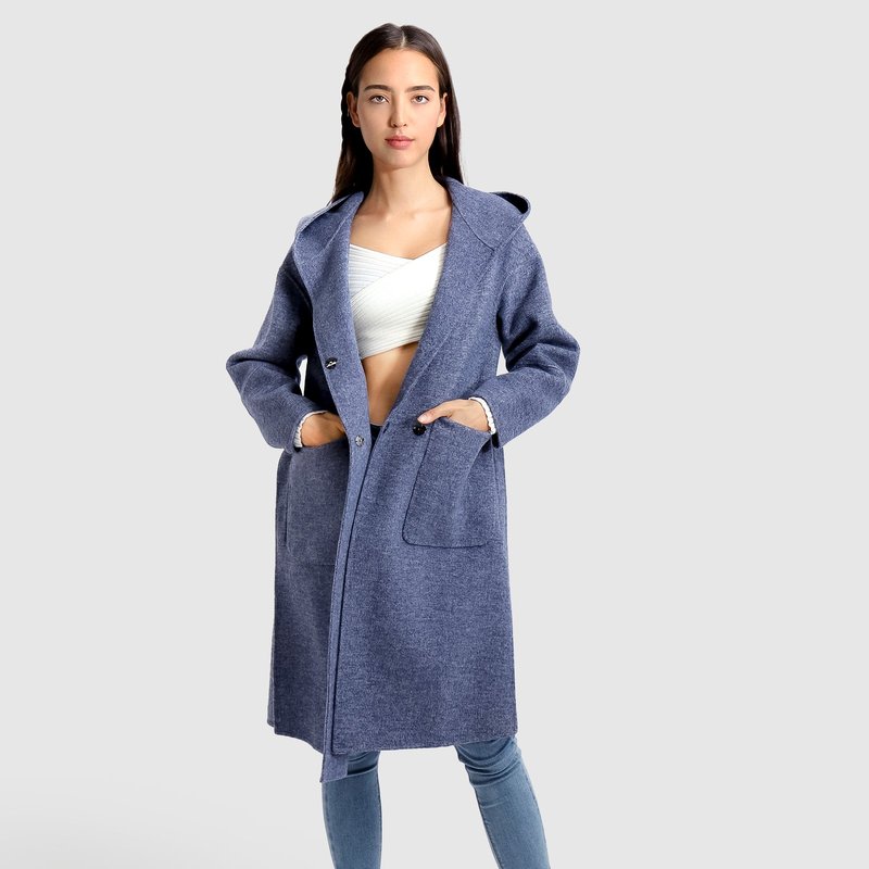 Belle & Bloom Walk This Way Wool Blend Oversized Coat In Blue