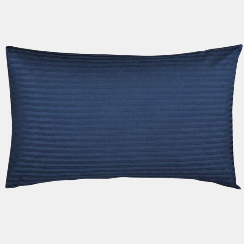 Belledorm 540 Thread Count Satin Stripe Housewife Pillowcases (pair) (navy) (one Size) In Blue