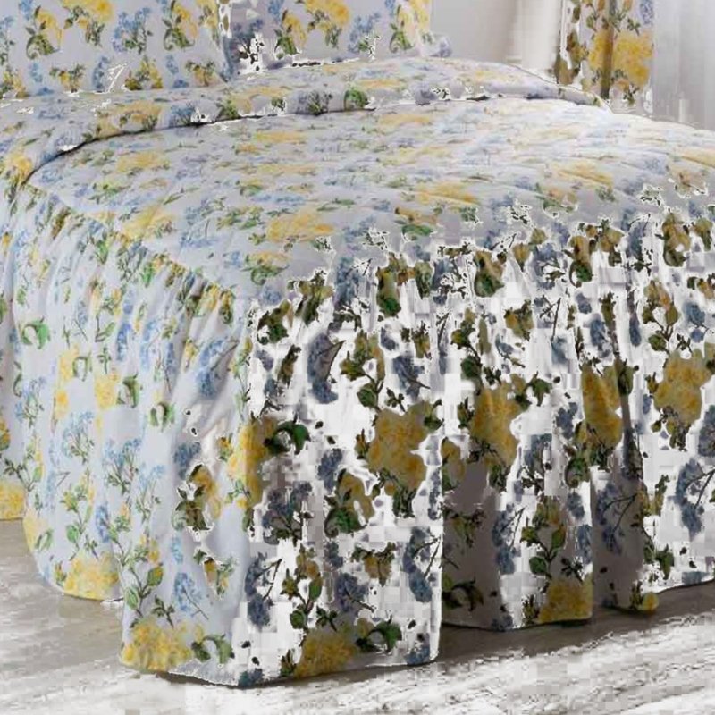 Belledorm Arabella Country Dream Bedspread (white/blue/lemon/green) (queen) (uk