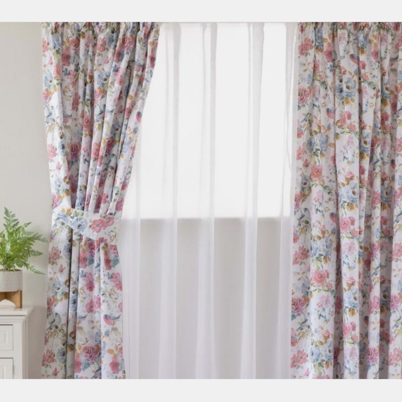 Belledorm Secret Garden Lined Curtains (72cm X 66cm) In White