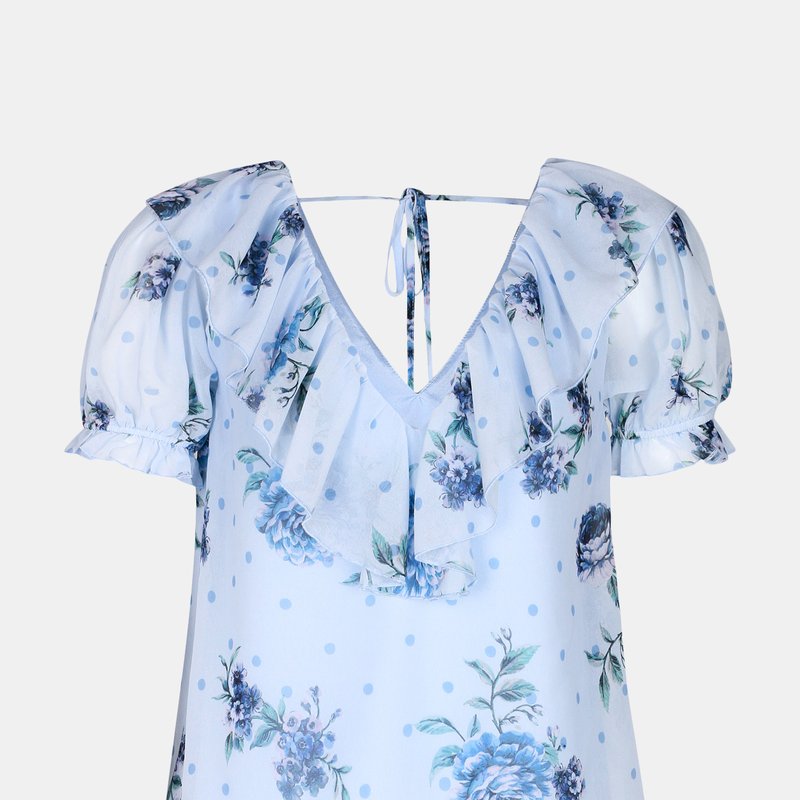 Bellevue The Label Blossom Blouse- Dusty Blue Floral