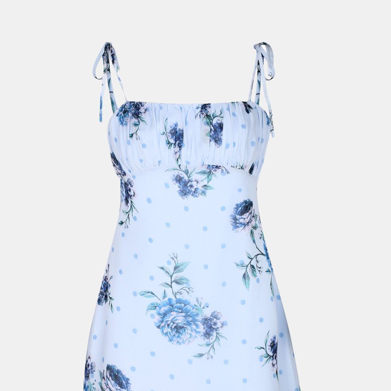 Bellevue The Label Blossom Mini Dress- Dusty Blue Floral