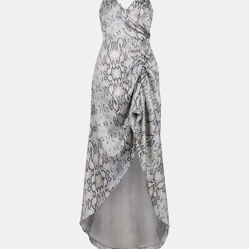 Bellevue The Label Mia Snake Print Gown- Snake Print In Grey