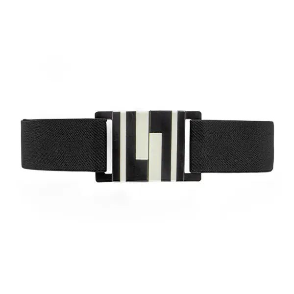 Beltbe Stretch Belt With Acrylic Buckle In Black