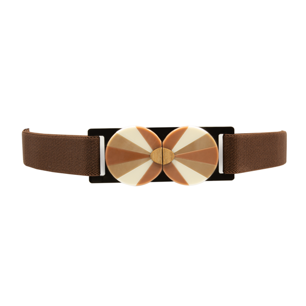 Beltbe Stretch Belt With Acrylic Buckle In Brown