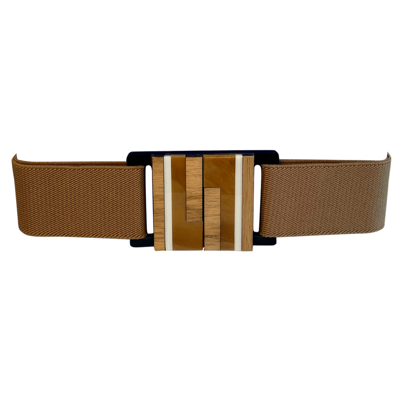 Shop Beltbe Stretch Belt With Acrylic Buckle In Brown