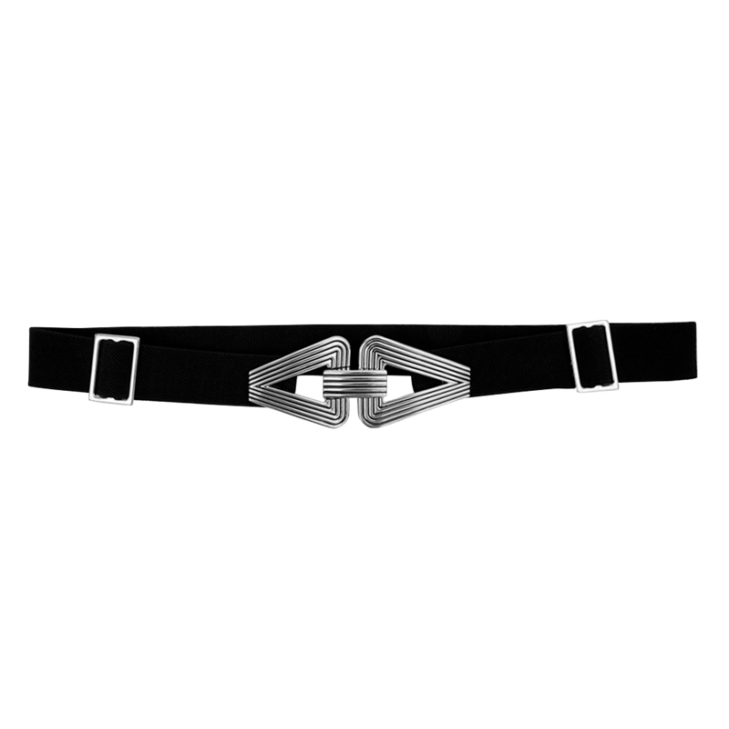 Shop Beltbe Stretch Belt With Silver Metal Triangular Buckle In Black