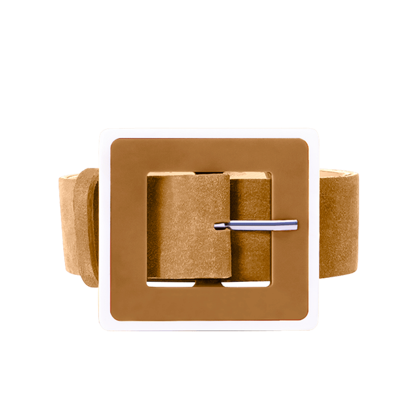 Beltbe Wide Square Acrylic Buckle Belt In Brown