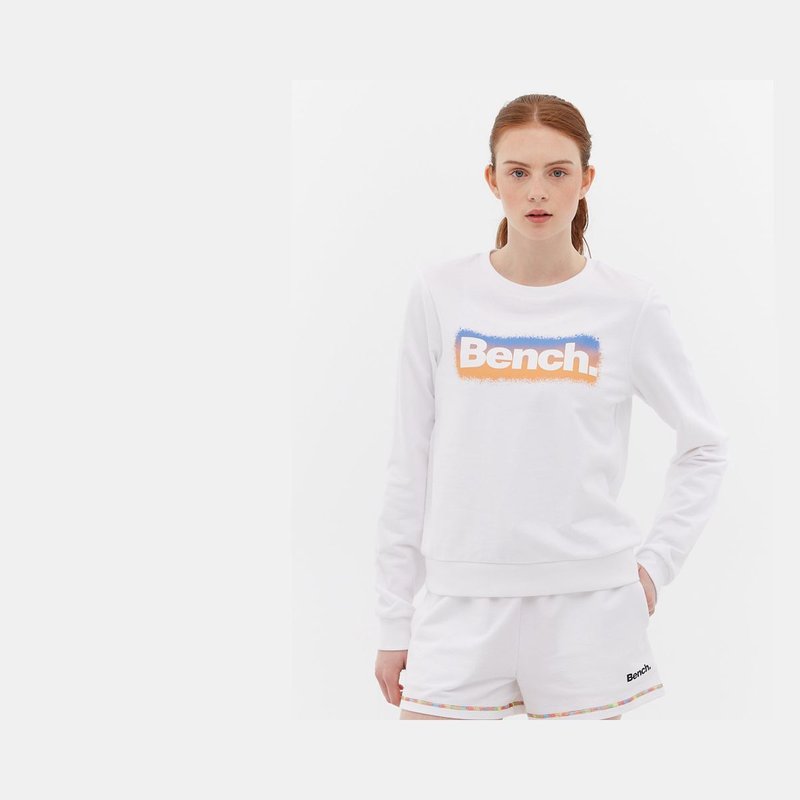 Bench Dna French Terry Graphic Crew Neck Sweatshirt In White