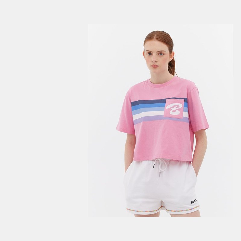 Bench Dna Jersey Cropped Tee With Initial Pocket In Pink
