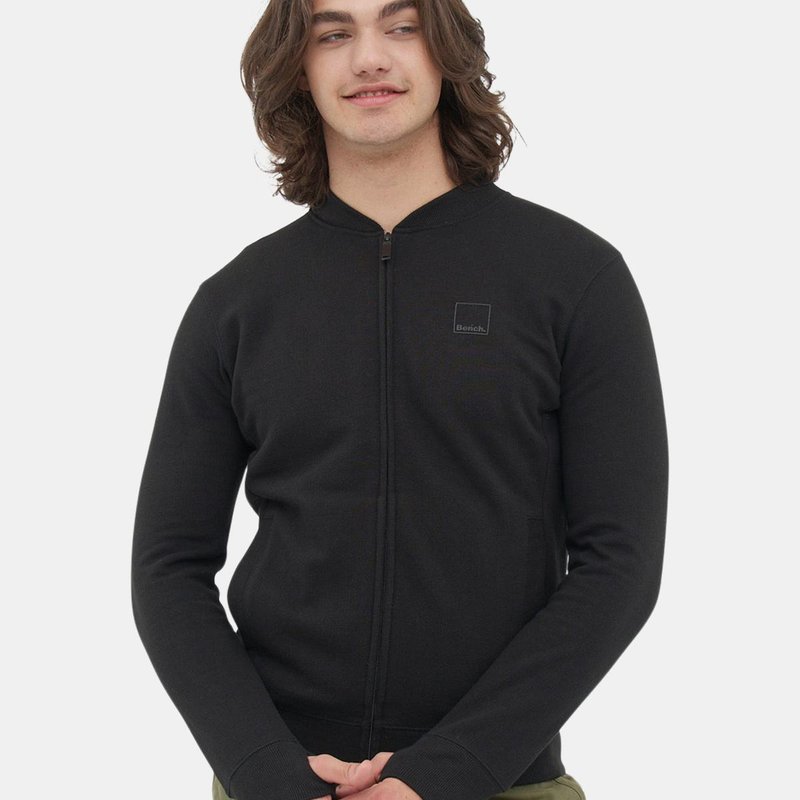 Bench Dna Mens Vetal Pique Bomber Zip-up Sweatshirt In Black