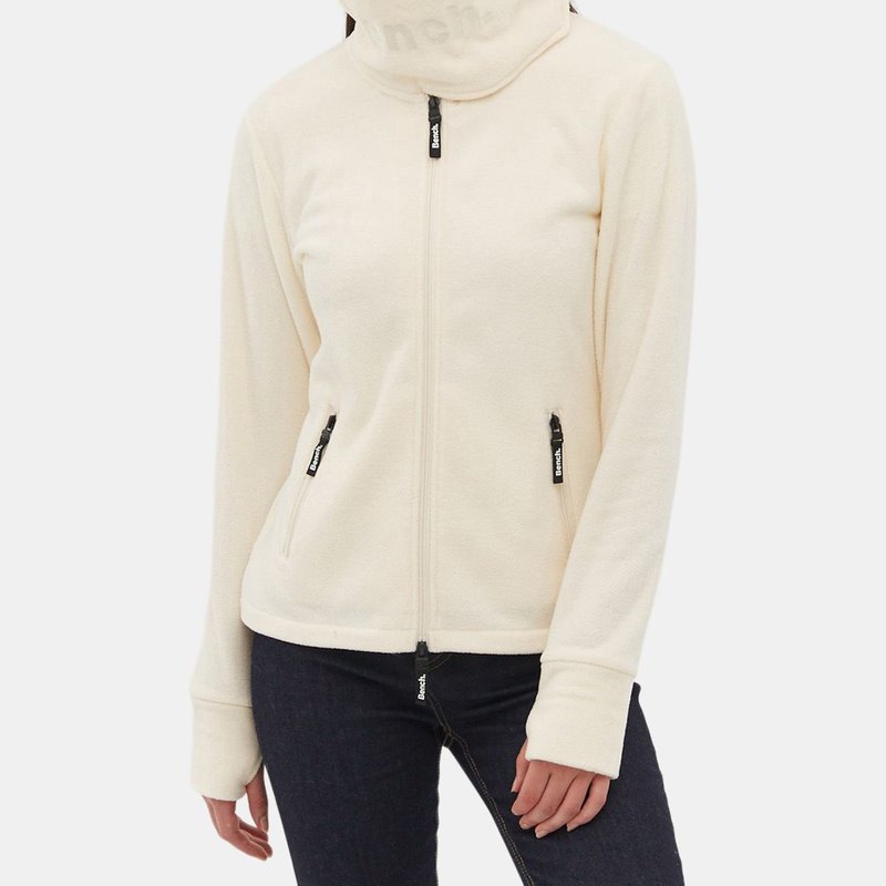 Bench Dna Womens Funnel Microfleece Zip-up Wrap Neck In White