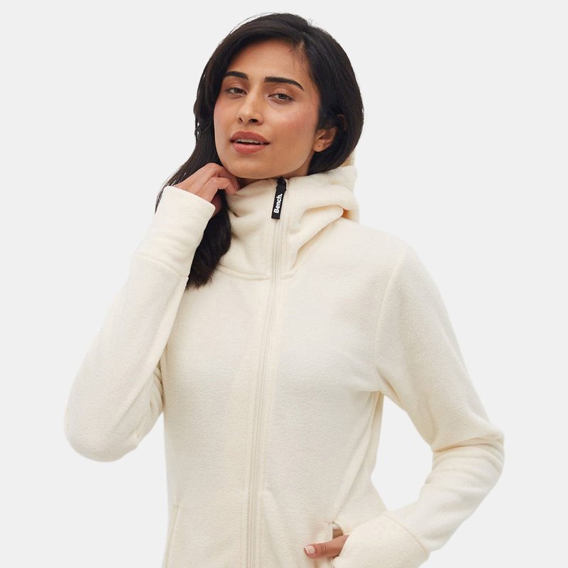 Bench Dna Womens Ninja Microfleece Asymmetric Zip-up In White