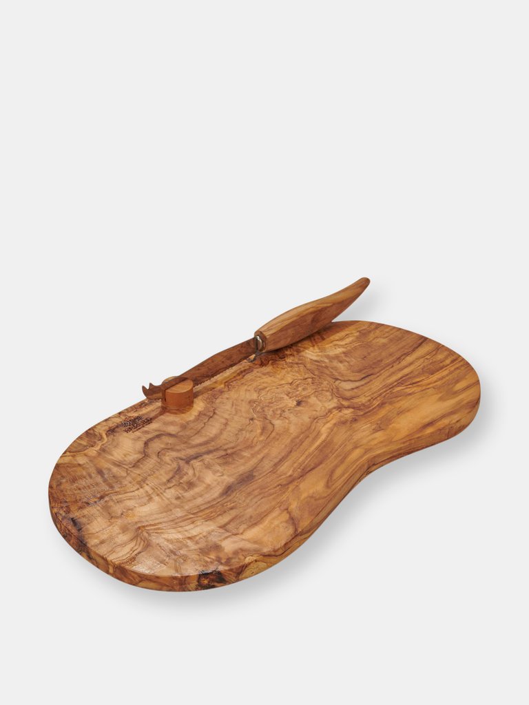 Berard Olive Wood Cheese Board with Knife - Natural Wood