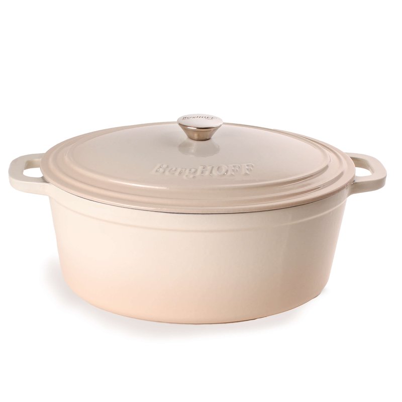 Berghoff 5qt Cast Iron Oval Covered Dutch Oven, Meringue In Brown