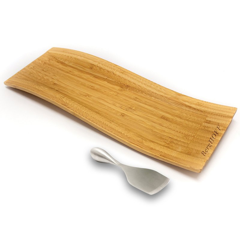 Berghoff Bamboo 2pc Wavy Board & Aaron Probyn Cheese Knife Set