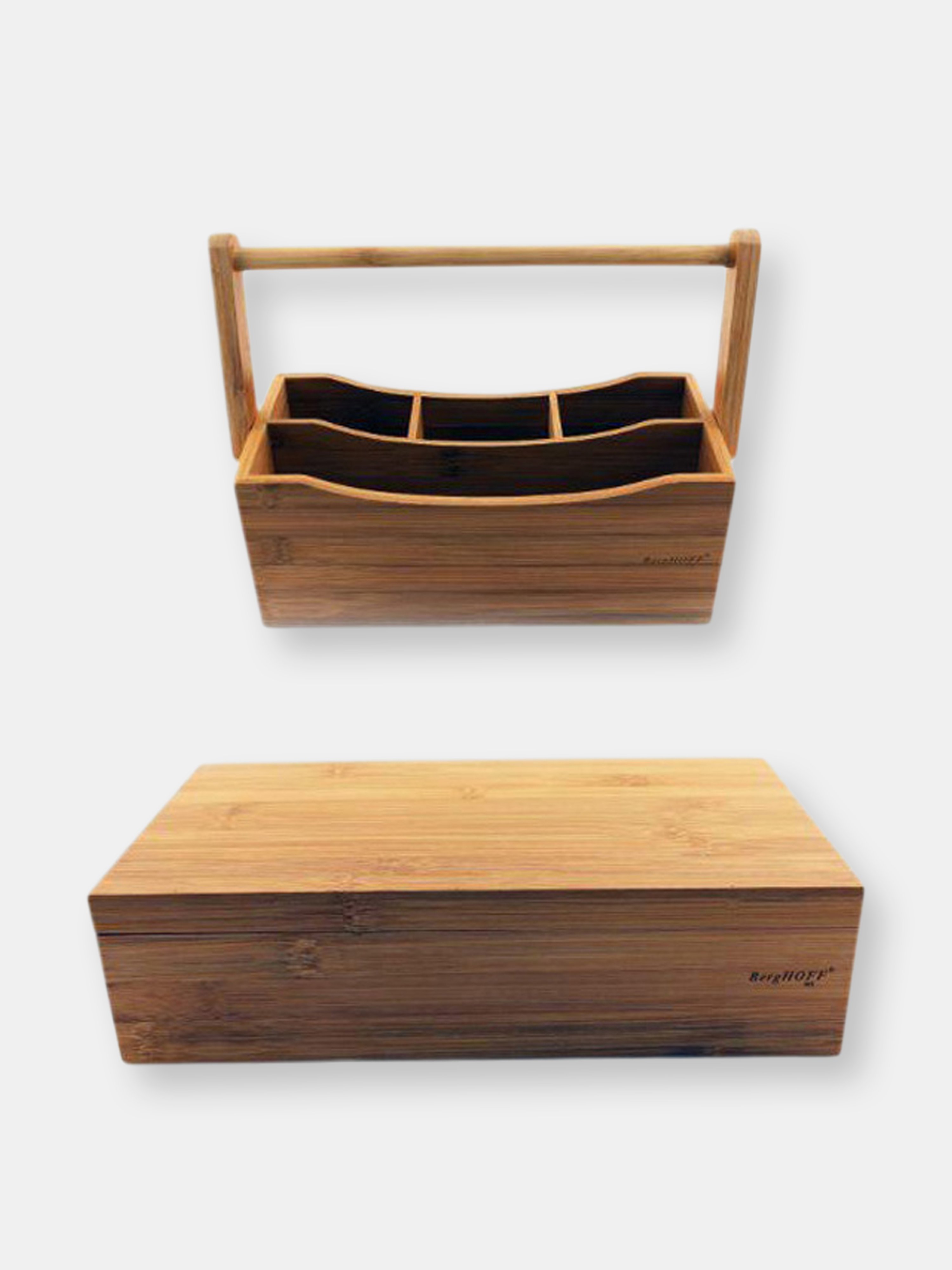 Berghoff Bamboo Tea Box Set 2pc (flatware Caddy 9.75" & Tea Box 12")