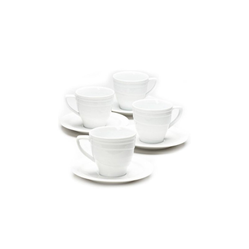 Berghoff Elan 8.6oz Porcelain Tea Cup And Saucer, Set Of 4