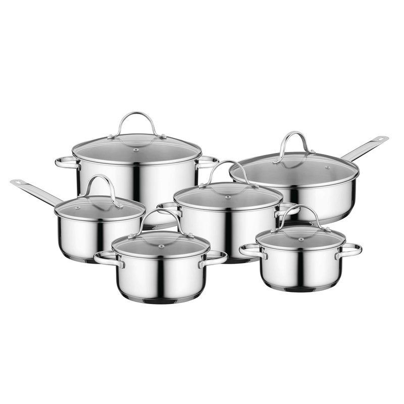 Shop Berghoff Essentials Comfort 12pc 18/10 Stainless Steel Cookware Set With Glass Lids