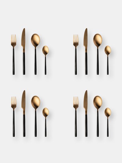 BergHOFF BergHOFF Gem 16pc Flatware Set, Black And Gold Plated product
