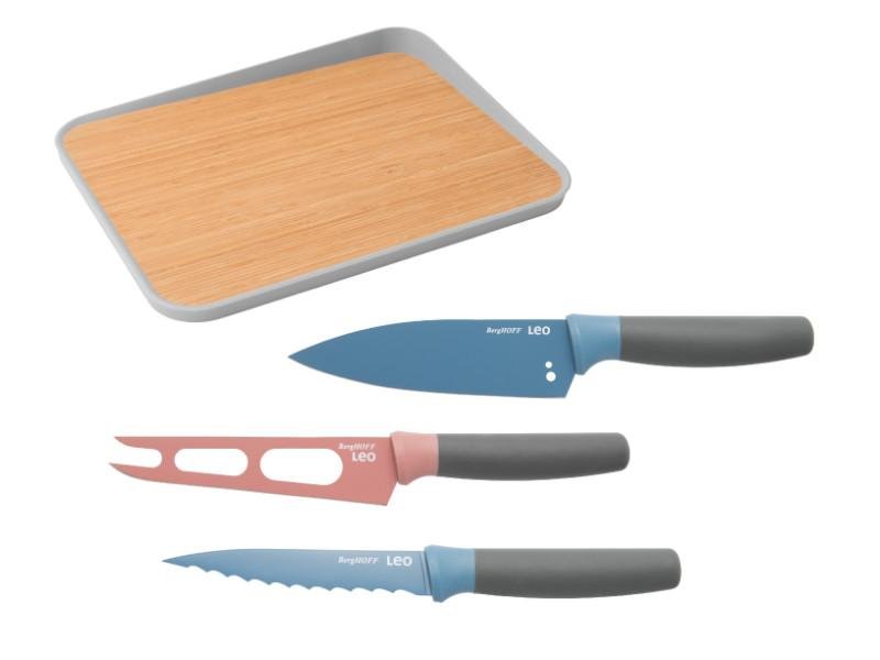 Shop Berghoff Leo 4pc Stainless Steel Knife Set With 16" Bamboo Cutting Board