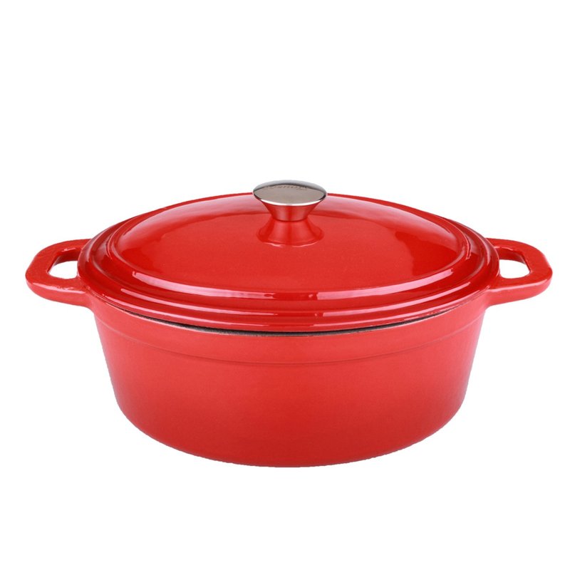 Berghoff Neo 8qt Cast Iron Oval Covered Casserole, Red