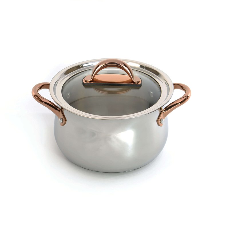Berghoff Ouro Gold 18/10 Ss 8" Dutch Oven With Glass Lid