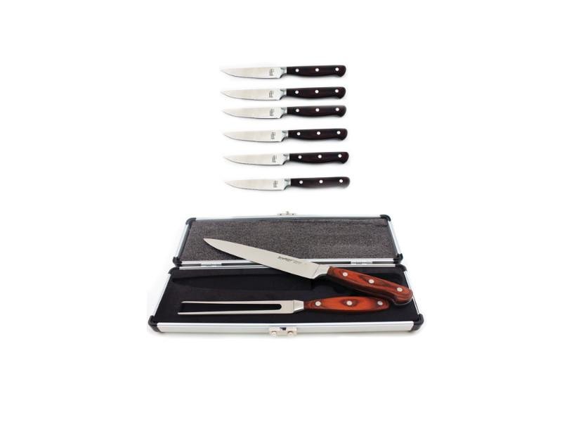 Berghoff Pakka 8pc Stainless Steel Cutlery Set: 6pc 12" Steak Knives & 2pc 12" Carving Sets