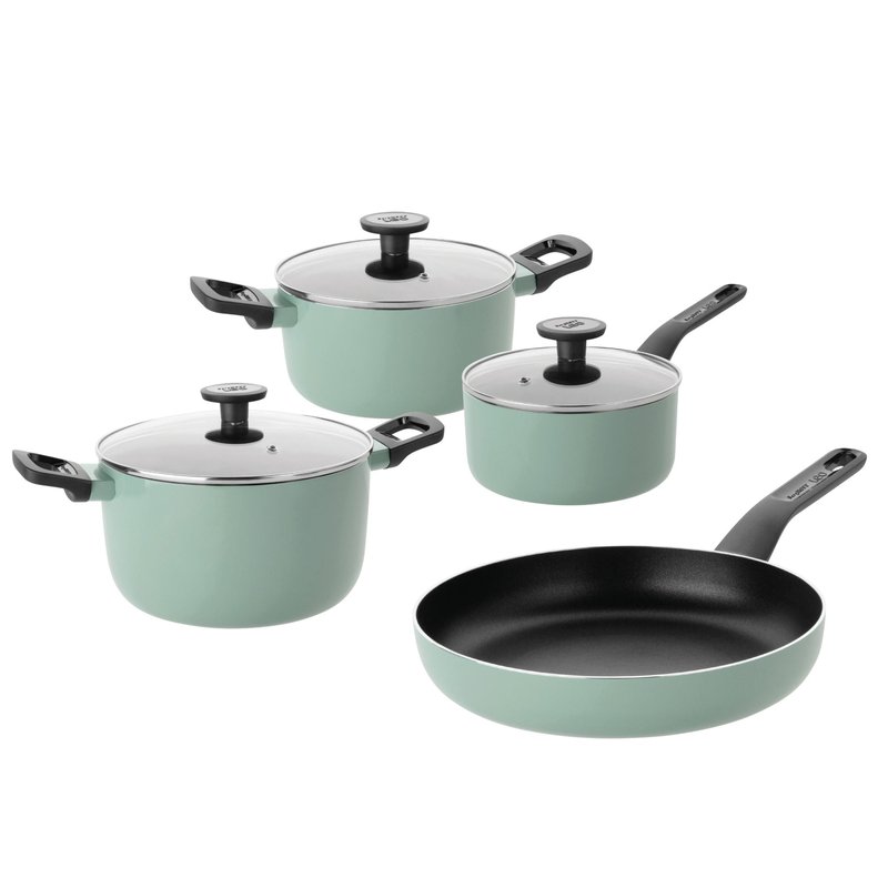 Berghoff Sage Non-stick Aluminum 7pc Cookware Set With Glass Lid In Green