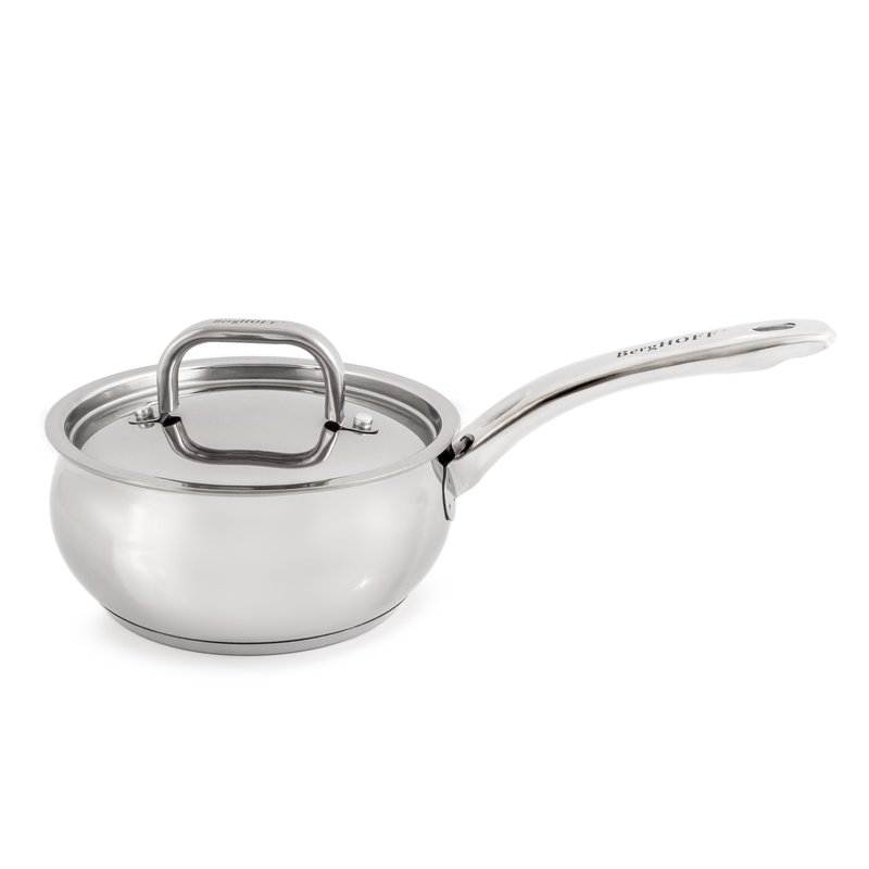 Berghoff Essentials Belly Shape 18/10 Stainless Steel 6.25" Sauce Pan With Stainless Steel Lid 1.5qt. In Metallic