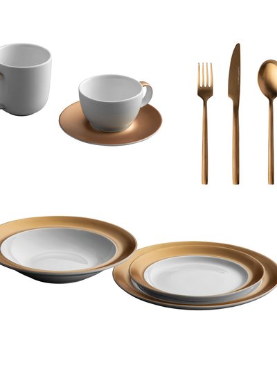 BergHOFF Gem 40 Piece Dinnerware & Flatware Set - White & Gold product