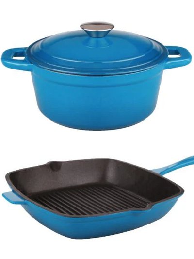 BergHOFF Neo 3pc Cast Iron Set, 3qt Covered Dutch Oven & 11" Grill Pan - Blue product