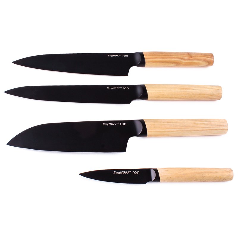 Berghoff Ron 4 Pieces Knife Set With Ash Wood Natural Handle