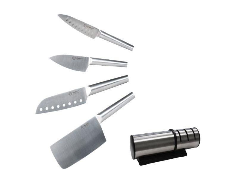 Berghoff Straight 5pc Santoku Knife Set/sharpener