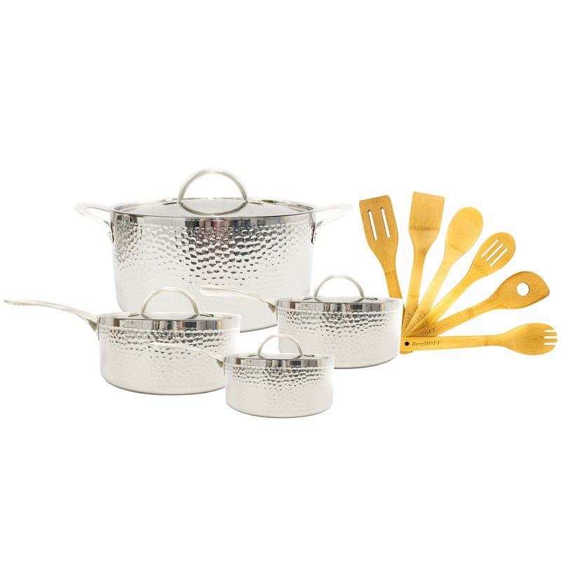 Berghoff Vintage Tri-ply 18/10 Stainless Steel 13 Pieces Cookware Set, Hammered In Multi