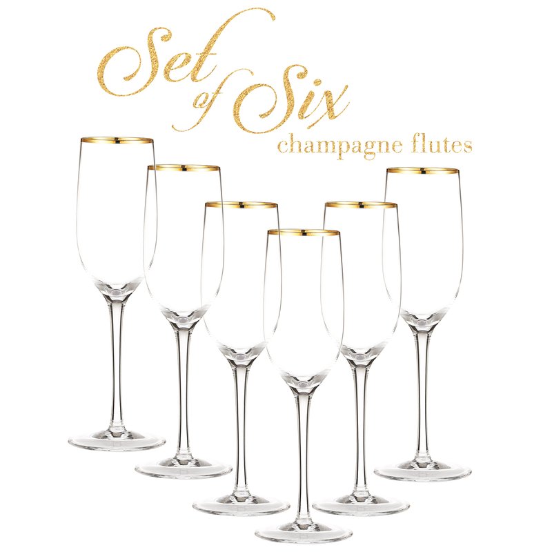 Shop Berkware Crystal Champagne Flutes With Gold Tone Rim