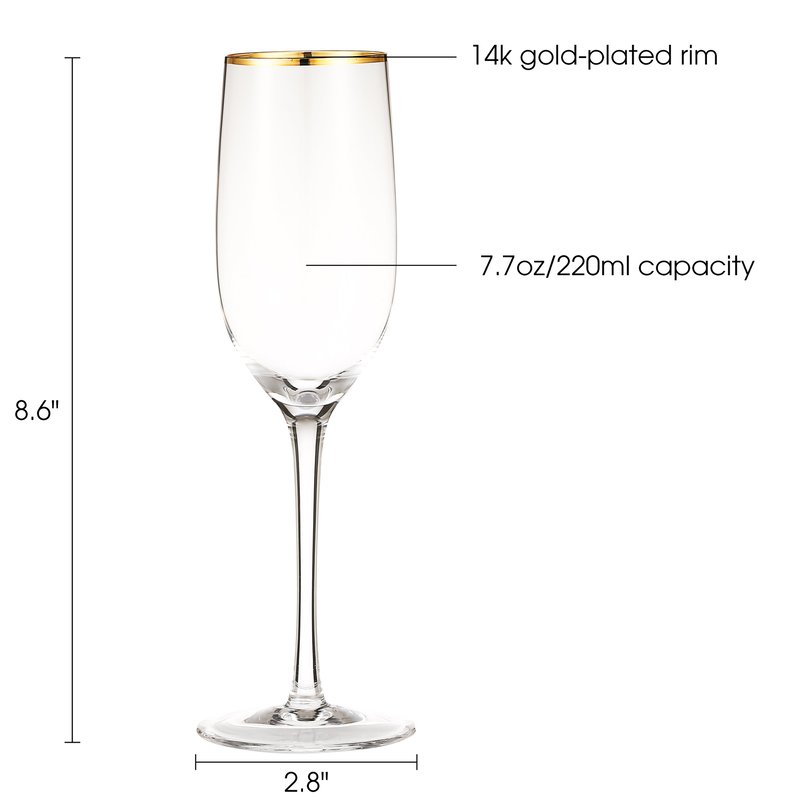 Shop Berkware Crystal Champagne Flutes With Gold Tone Rim