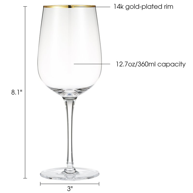 Shop Berkware Luxurious And Elegant Long Stem Red Wine Glass With Gold Tone Rim