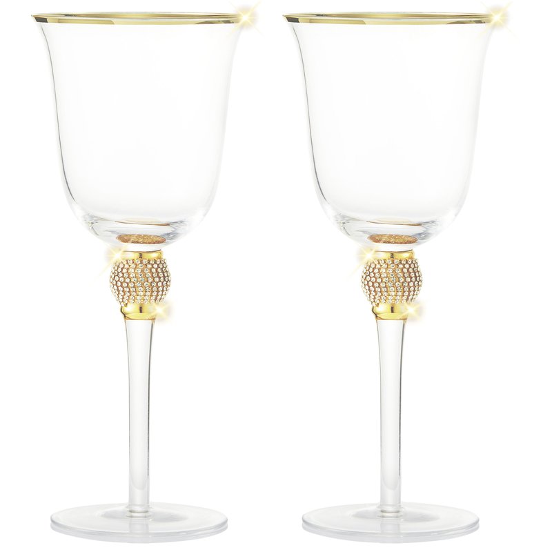 Berkware Set Of 2 Gold Tone Wine Glasses