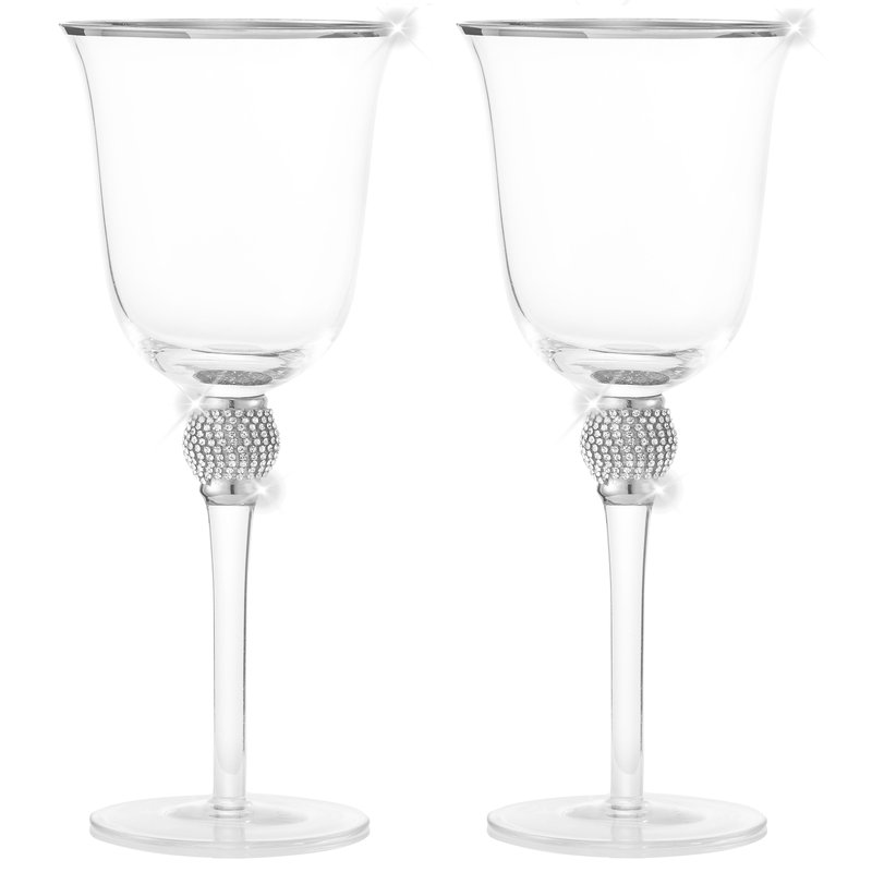 Berkware Set Of 2 Rhodium Silver Tone Wine Glasses