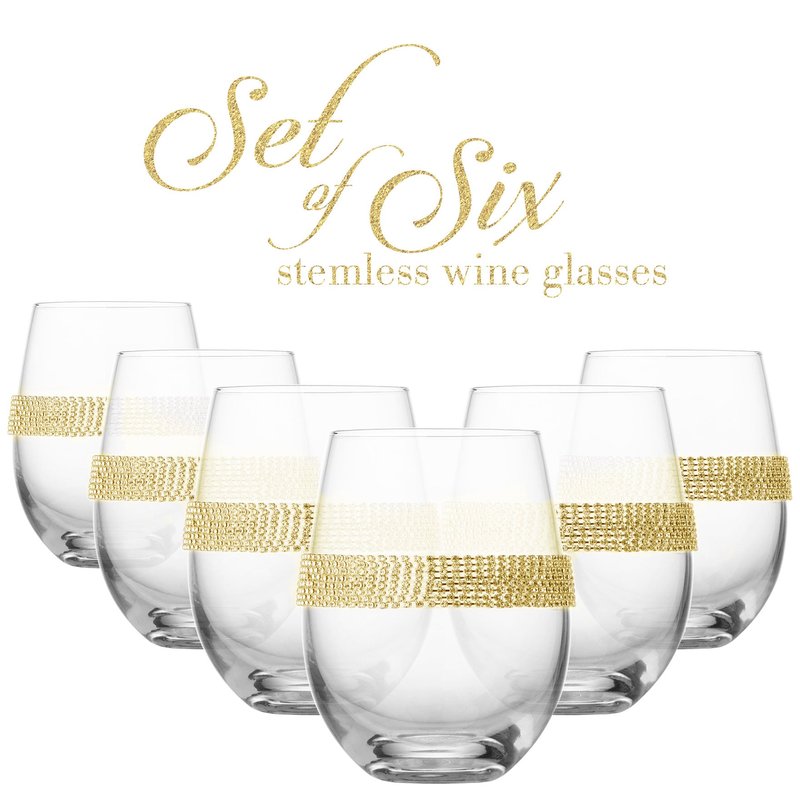 Shop Berkware Set Of 6 Luxurious Stemless Wine Glasses With Sparkling