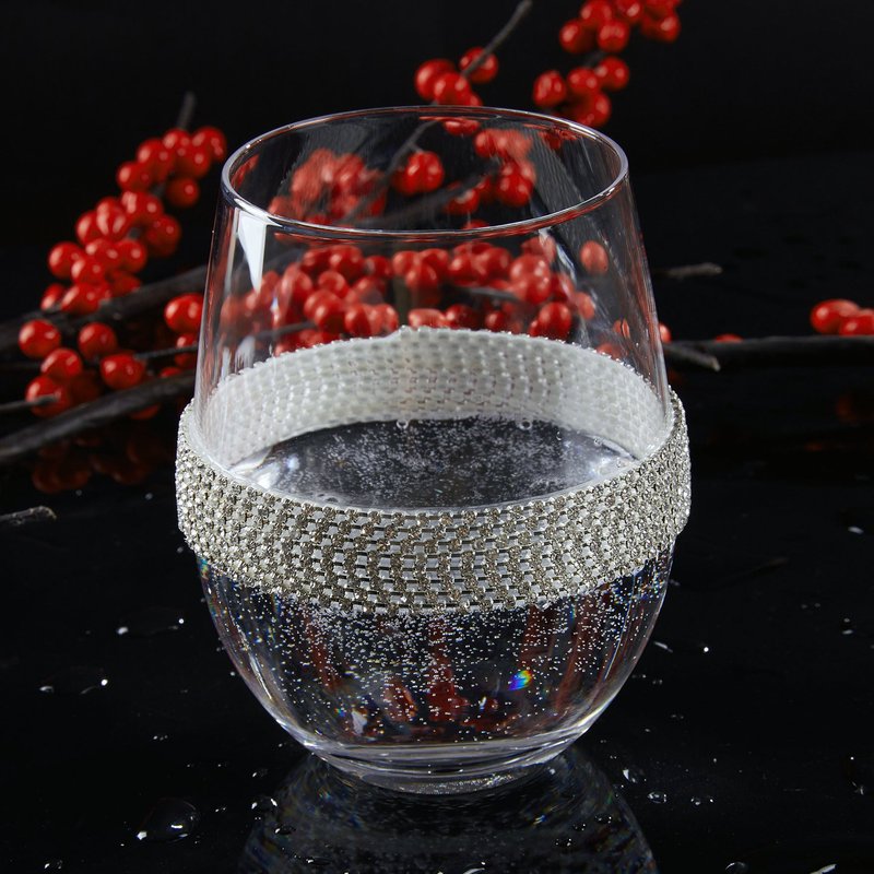 Shop Berkware Stemless Wine Glasses With Silver Tone Rhinestone Design, Set Of 6