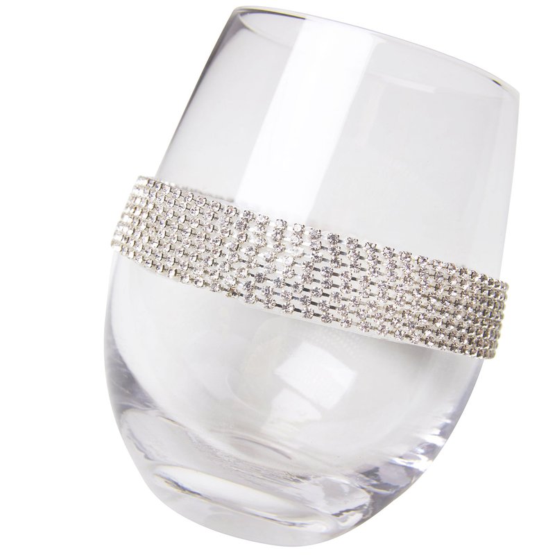 Shop Berkware Stemless Wine Glasses With Silver Tone Rhinestone Design
