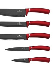 6-Piece Knife Set With Magnetic Holder - Burgundy