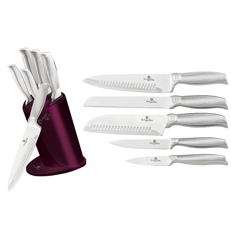 6-Piece Knife Set with Stainless Steel Stand Kikoza Purple Collection