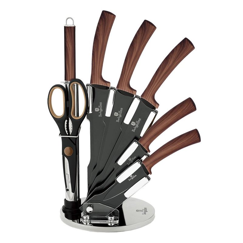 Berlinger Haus 8-piece Knife Set With Acrylic Stand Ebony Rosewood Collection In Brown
