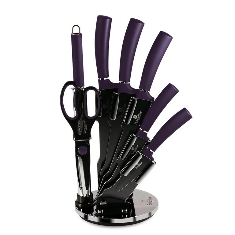 8-Piece Knife Set With Acrylic Stand - Purple