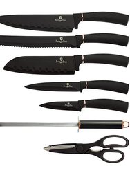 Berlinger Haus 8-Piece Knife Set w/ Acrylic Stand Black Rose Gold Collection